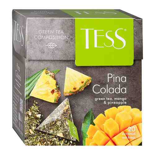 Чай Tess Pina Colada зеленый с ароматом тропических фруктов 20 пирамидок по 1.8 г арт. 3170437