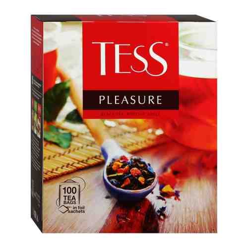 Чай Tess Pleasure черный с шиповником и яблоком 100 пакетиков по 1.5 г арт. 3310327
