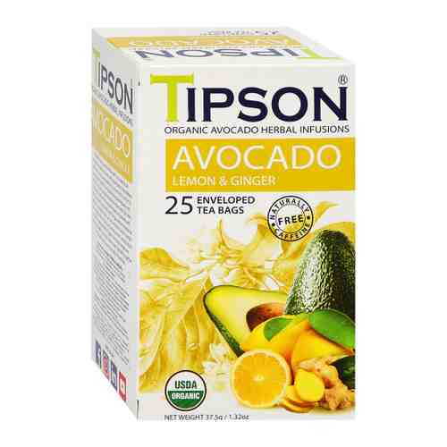 Чай Tipson Авокадо Лимон и Имбирь 25 пакетиков по 1.5 г арт. 3471466