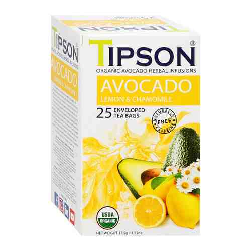Чай Tipson Авокадо Лимон и Ромашка 25 пакетиков по 1.5 г арт. 3471440