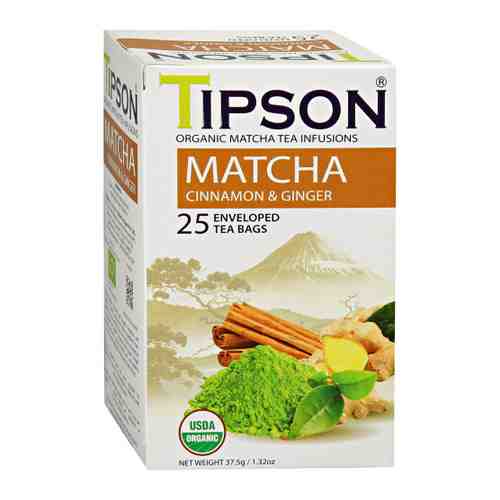 Чай Tipson Матча зеленый с корицей и имбирем 25 пакетиков по 1.5 г арт. 3406479