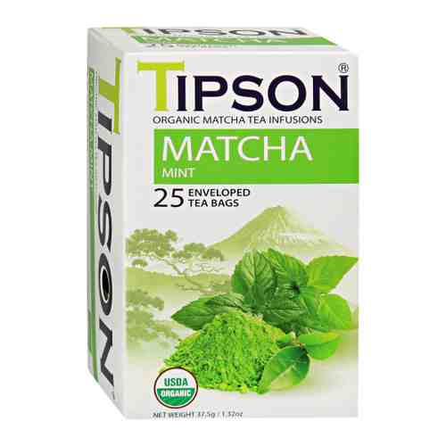 Чай Tipson Матча зеленый с мятой 25 пакетиков по 1.5 г арт. 3406478