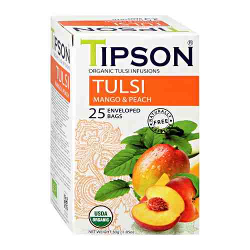 Чай Tipson Туласи Organic манго с персиком 25 пакетиков по 1.2 г арт. 3471430