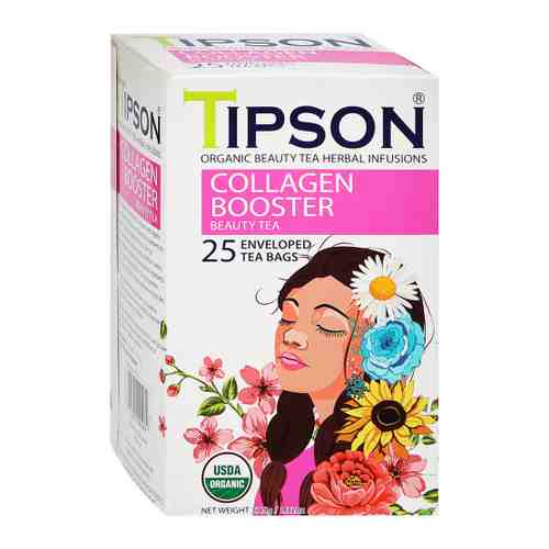 Чай зеленый Tipson Beauty Tea Collagen Booster 25 пакетиков по 1.5 г арт. 3471449