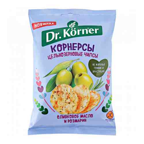 Чипсы кукурузно-рисовые Dr.Korner цельнозерновые с оливковым маслом и розмарином 50 г арт. 3373658