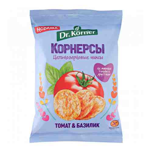 Чипсы кукурузно-рисовые Dr.Korner цельнозерновые с томатом и базиликом 50 г арт. 3373659