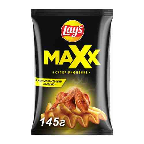 Чипсы Lays картофельные Maxx со вкусом куриных крылышек барбекю 145 г арт. 3286281