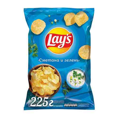 Чипсы Lays картофельные со вкусом сметаны и зелени 225 г арт. 3286302