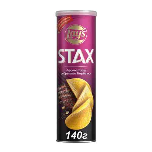 Чипсы Lays картофельные Stax со вкусом ароматных ребрышек барбекю 140 г арт. 3404126