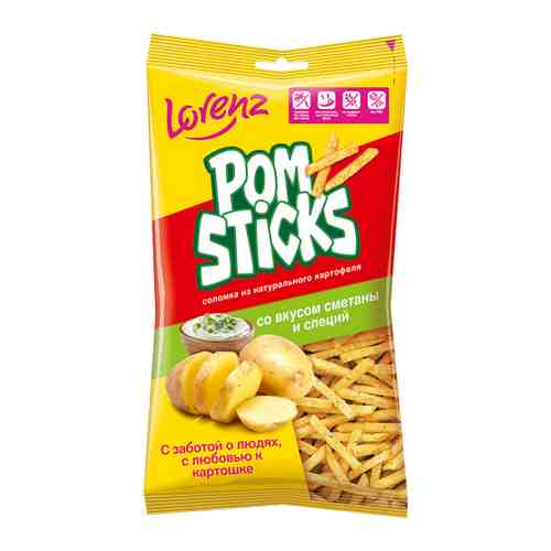 Чипсы Lorenz картофельные Pomsticks соломкой со вкусом сметаны и специй 100 г арт. 3209203