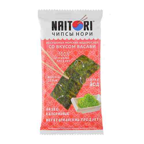 Чипсы Naitori Нори из сушеных морских водорослей со вкусом васаби 3 г арт. 3456900
