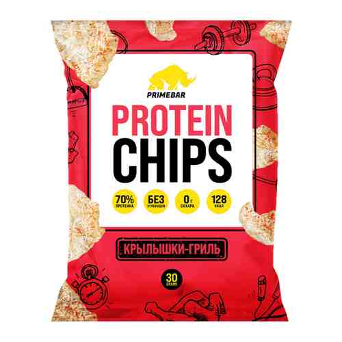 Чипсы Primebar Protein Chips протеиновые со вкусом Крылышки-гиль 30 г арт. 3488040