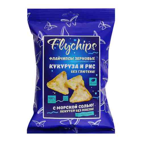 Чипсы зерновые Flychips Флайчипсы кукурузно-рисовые с солью 40 г арт. 3516933