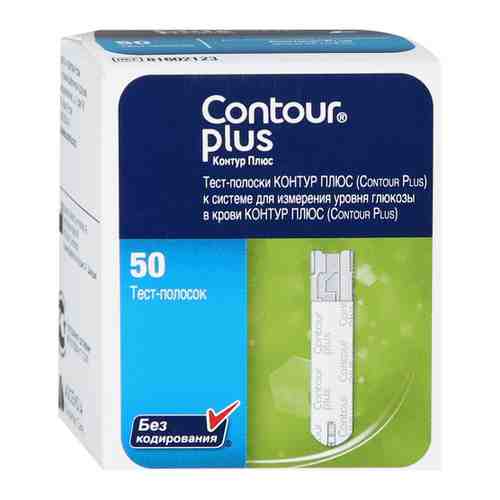 Contour TS Плюс Тест-полоски для определения уровня глюкозы в крови (50 штук) арт. 3385754