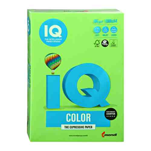 Цветная бумага для печати А4 Mondi IQ Color зеленая интенсив MA42 500 листов арт. 3429957