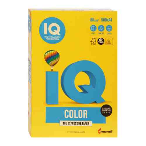 Цветная бумага для печати А4 Mondi IQ Color желтая интенсив SY40 500 листов арт. 3429959