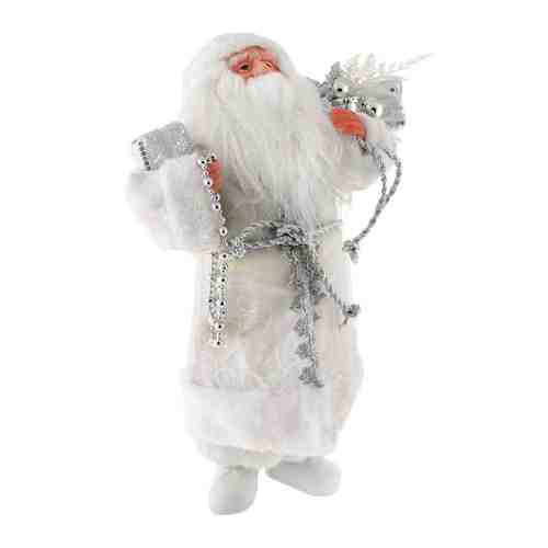 Дед Мороз Holiday Classics с подарками в серебристой шубе и белых сапожках 40 см арт. 3484530