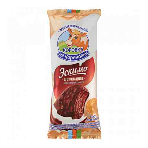 Мороженое Коровка из Кореновки Эскимо пломбир шоколадный в шоколадной глазури с какао-крупкой 70 г арт. 3369746