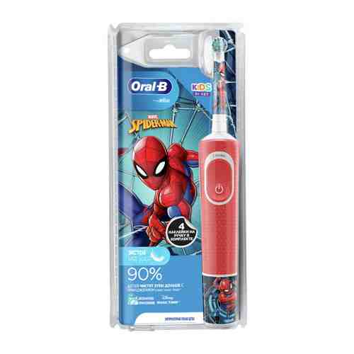 Электрическая зубная щетка детская Oral-B Spiderman D100.413.2K 3710 с 3 лет арт. 3516890