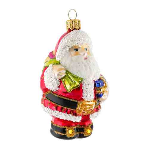 Елочная игрушка Irena Санта с ёлочкой в правой руке и подарками в левой арт. 3484088
