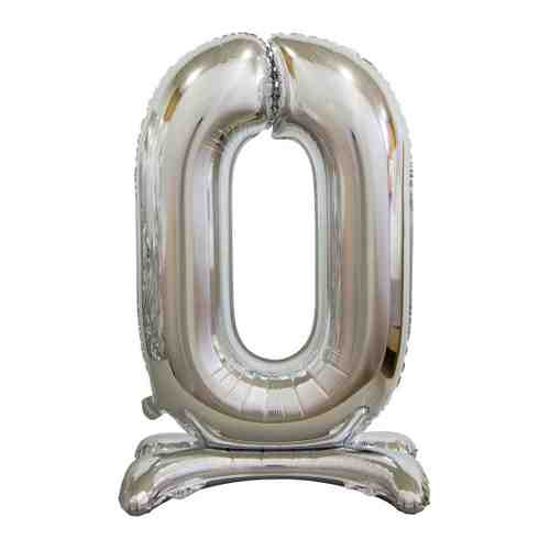 Фигура надувная Веселая затея Silver фольгированная на подставке Цифра 0 76 см арт. 3443330
