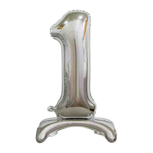 Фигура надувная Веселая затея Silver фольгированная на подставке Цифра 1 76 см арт. 3443335