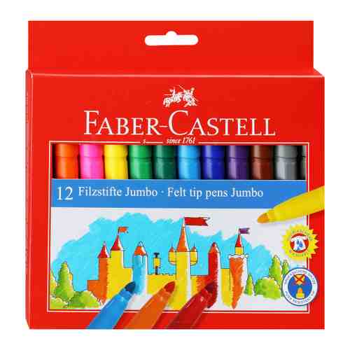 Фломастеры Faber-Castell Jumbo смываемые 12 цветов арт. 3424659