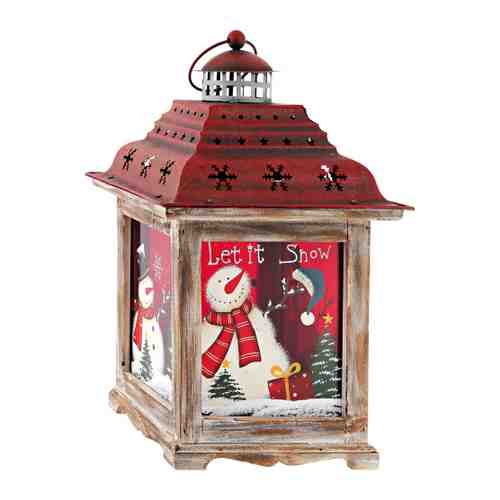 Фонарь Holiday Classics рождественский белый с красной крышей 21х21х34.5 см арт. 3484523