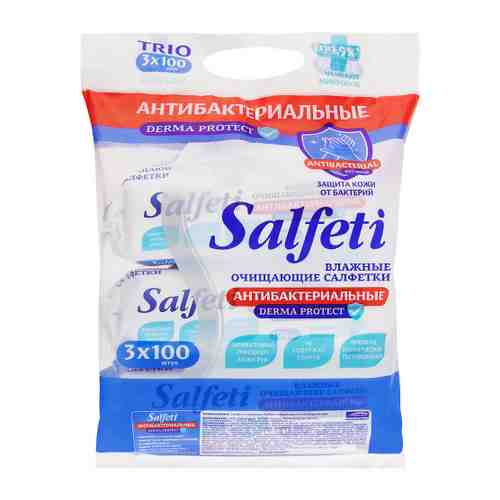 Влажные салфетки Salfeti antibac антибактериальные 3 упаковки по 100 штук арт. 3521026
