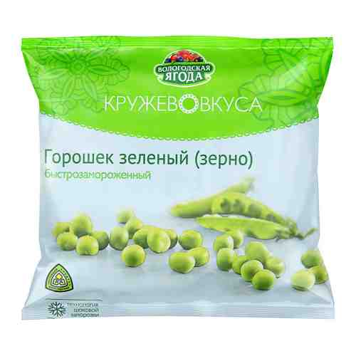Горошек зеленый Кружево Вкуса Вологодская ягода быстрозамороженный 400 г арт. 3405447