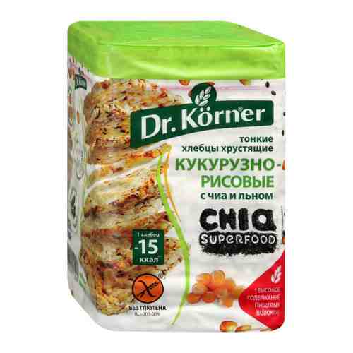 Хлебцы Dr.Korner хрустящие кукурузно-рисовые с чиа и льном 100 г арт. 3404628