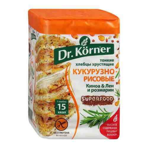 Хлебцы Dr.Korner хрустящие кукурузно-рисовые с киноа льном и розмарином 100 г арт. 3404629