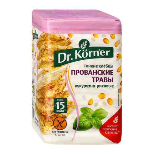 Хлебцы Dr.Korner хрустящие кукурузно-рисовые тонкие с прованскими травами 100 г арт. 3252120