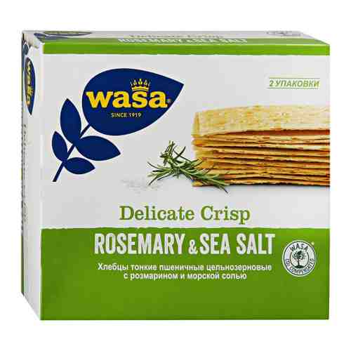 Хлебцы Wasa Delicate Crisp Rosemary Sea Salt пшеничные цельнозерновые тонкие с розмарином и морской солью 190 г арт. 3398331