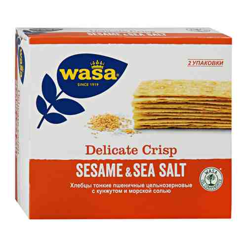 Хлебцы Wasa Delicate Crisp Sesame Sea Salt пшеничные цельнозерновые тонкие с кунжутом и морской солью 190 г арт. 3398330