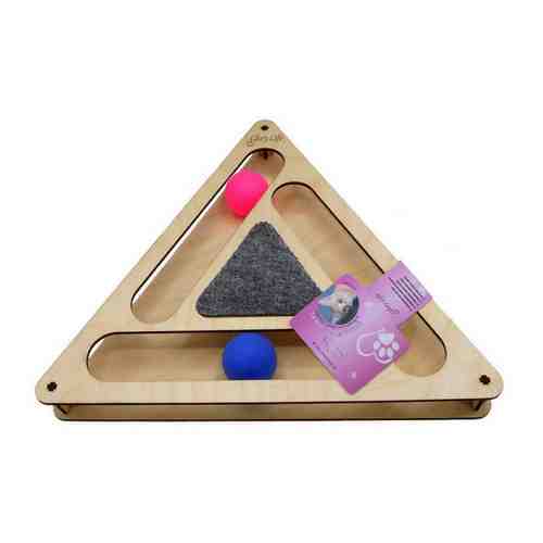 Игровой комплекс Glory Life Треугольник с шариками c когтеточкой из ковра для кошек 32х28х3.6 см арт. 3455014