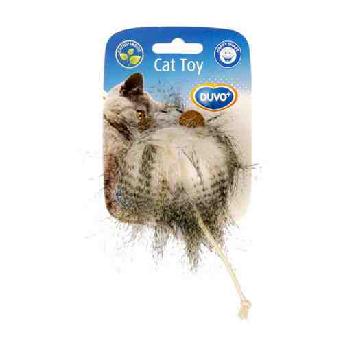 Игрушка Duvo+ мягкая Мышка с пушистыми ушками с кошачьей мятой бежевая для кошек арт. 3460512