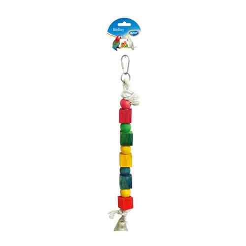 Игрушка Duvo+ Подвеска хлопковая с кубиками и шарами разноцветная для птиц 35 см арт. 3460520