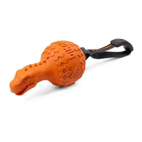 Игрушка GigWi Динобол Т-рекс с отключаемой пищалкой оранжевый для собак арт. 3419611