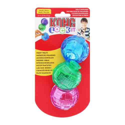Игрушка KONG Lock-It мячи для лакомств для собак 3 штуки 7 см арт. 3483734