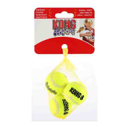 Игрушка KONG SqueakAir Мяч теннисный с пищалкой для собак 3 штуки 4 см арт. 3408200
