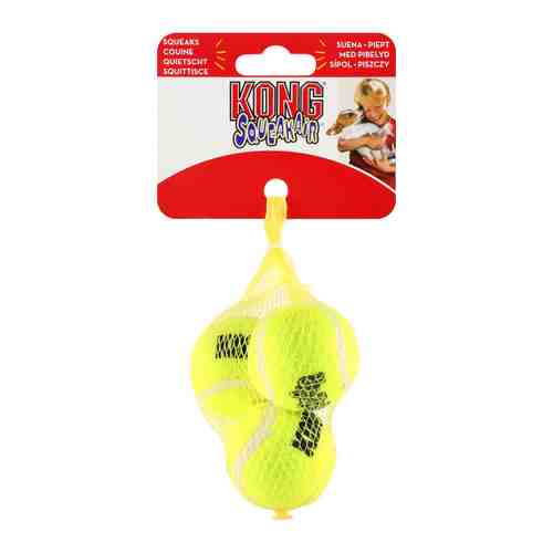 Игрушка KONG SqueakAir Мяч теннисный с пищалкой для собак 3 штуки 5 см арт. 3408201
