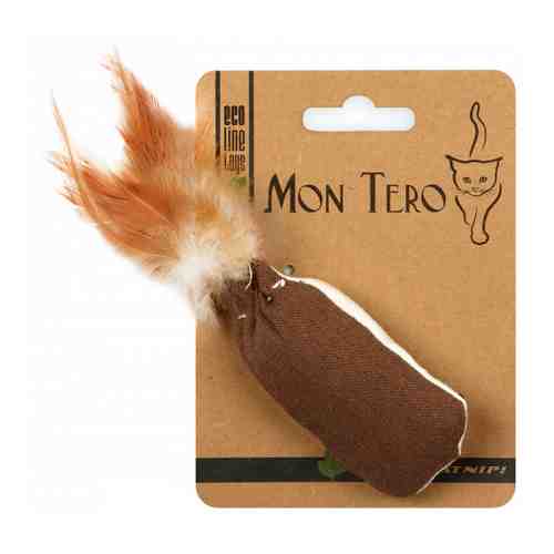 Игрушка Mon Tero Эко Мешочек с перьями коричневый белый для кошек 8х4 см арт. 3258732