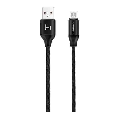 Кабель Harper BRCH-310 USB A - Micro USB 2A 1 м нейлоновая оплетка черный арт. 3505175