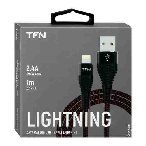 Кабель TFN 8pin Lightning для iPhone нейлон 1 м черный арт. 3475151