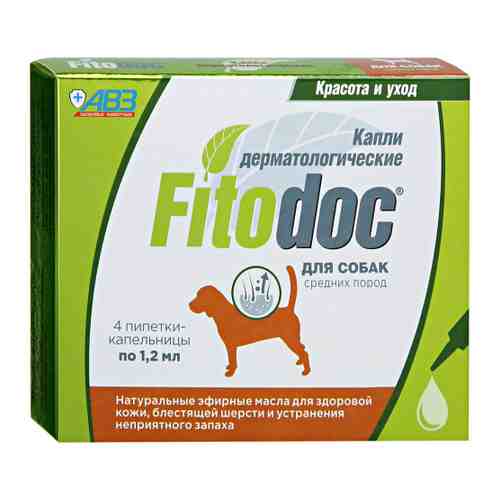 Капли Fitodoc дерматологические для средних пород собак 4 пипетки по 1.2 мл арт. 3499295