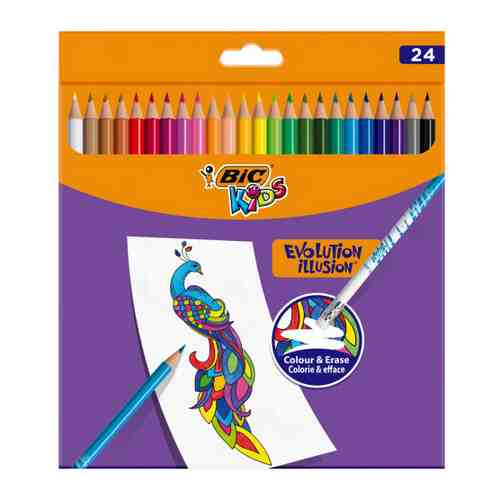 Карандаши цветные Bic Kids Evolution Illusion 24 цвета арт. 3427669