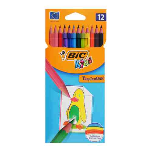Карандаши цветные Bic Tropicolors заточенные 12 цветов арт. 3335450