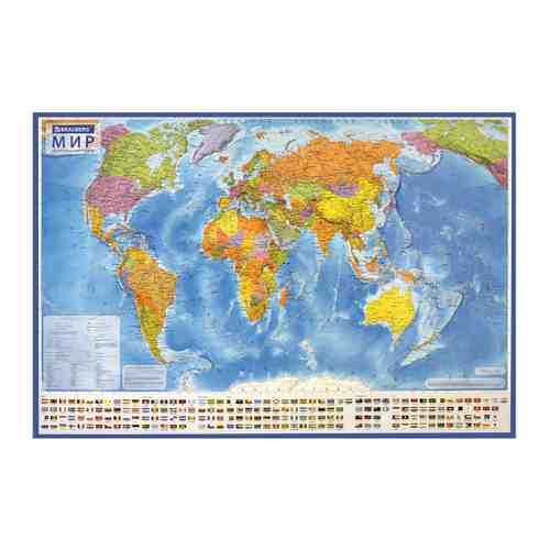Карта мира Brauberg политическая 117х80 см 1:28М с ламинацией интерактивная 112384 арт. 3520389