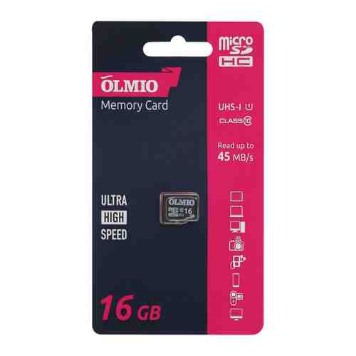 Карта памяти Olmio microSDHC 16GB Class 10 UHS-I без адаптера арт. 3507373